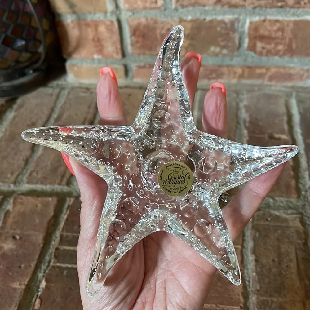 Cristal d' Arques France Genuine Lead Crystal Starfish Taper Candle Holders